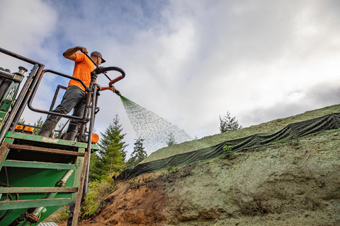 Clean Rivers Hydroseeding the side of a hill