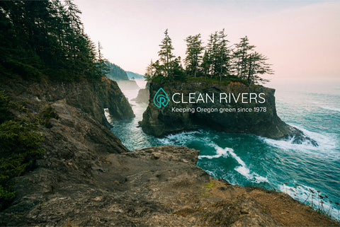 Oregon Coast with Clean Rivers' logo 